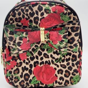 Betsy Johnson Leopard w/ roses backpack/purse